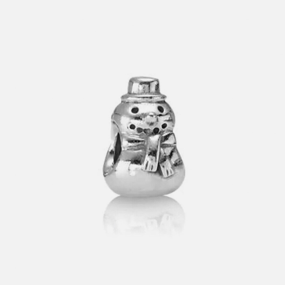 Authentic Retired Pandora Silver Snowman Charm Bracelet